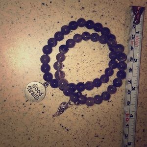 Pair on amethyst elastic bracelets